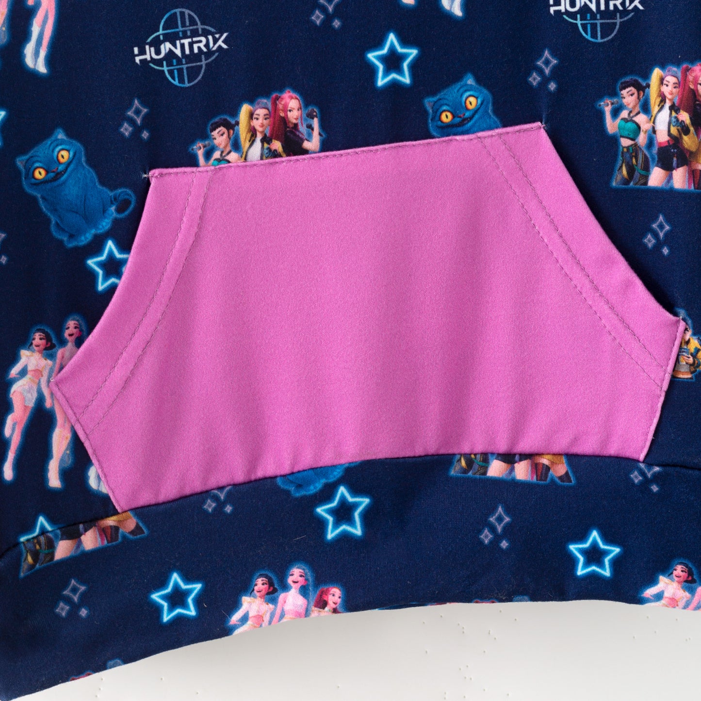 2025 Fall Girls Hot Pink Kpop Demon Hunter Printed Pocket Hoodie