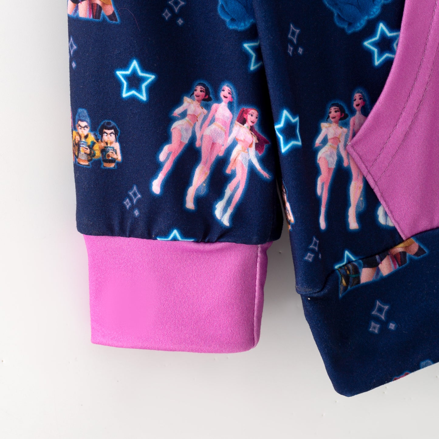 2025 Fall Girls Hot Pink Kpop Demon Hunter Printed Pocket Hoodie