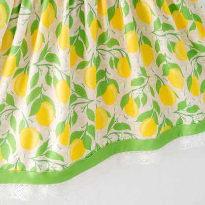 Girls Summer Lemon Print Lace Dress