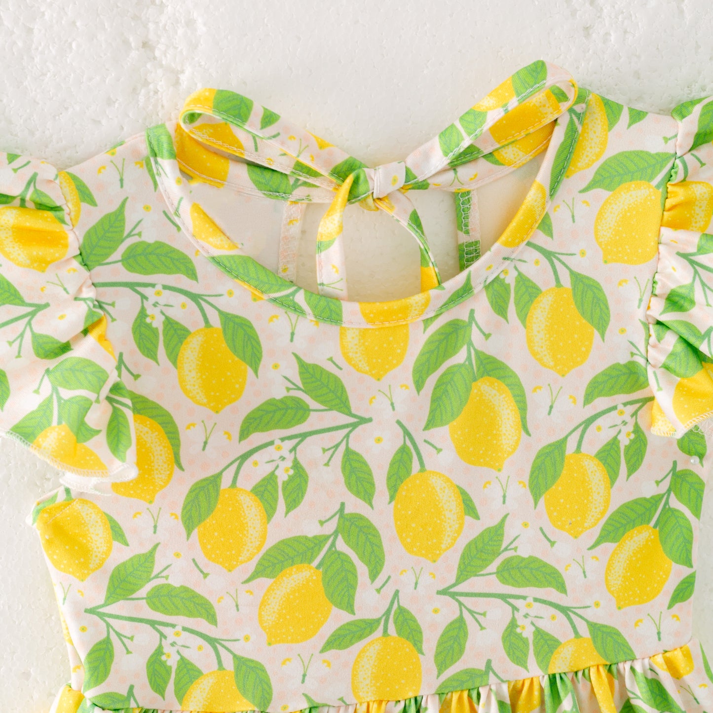 Girls Summer Lemon Print Lace Dress