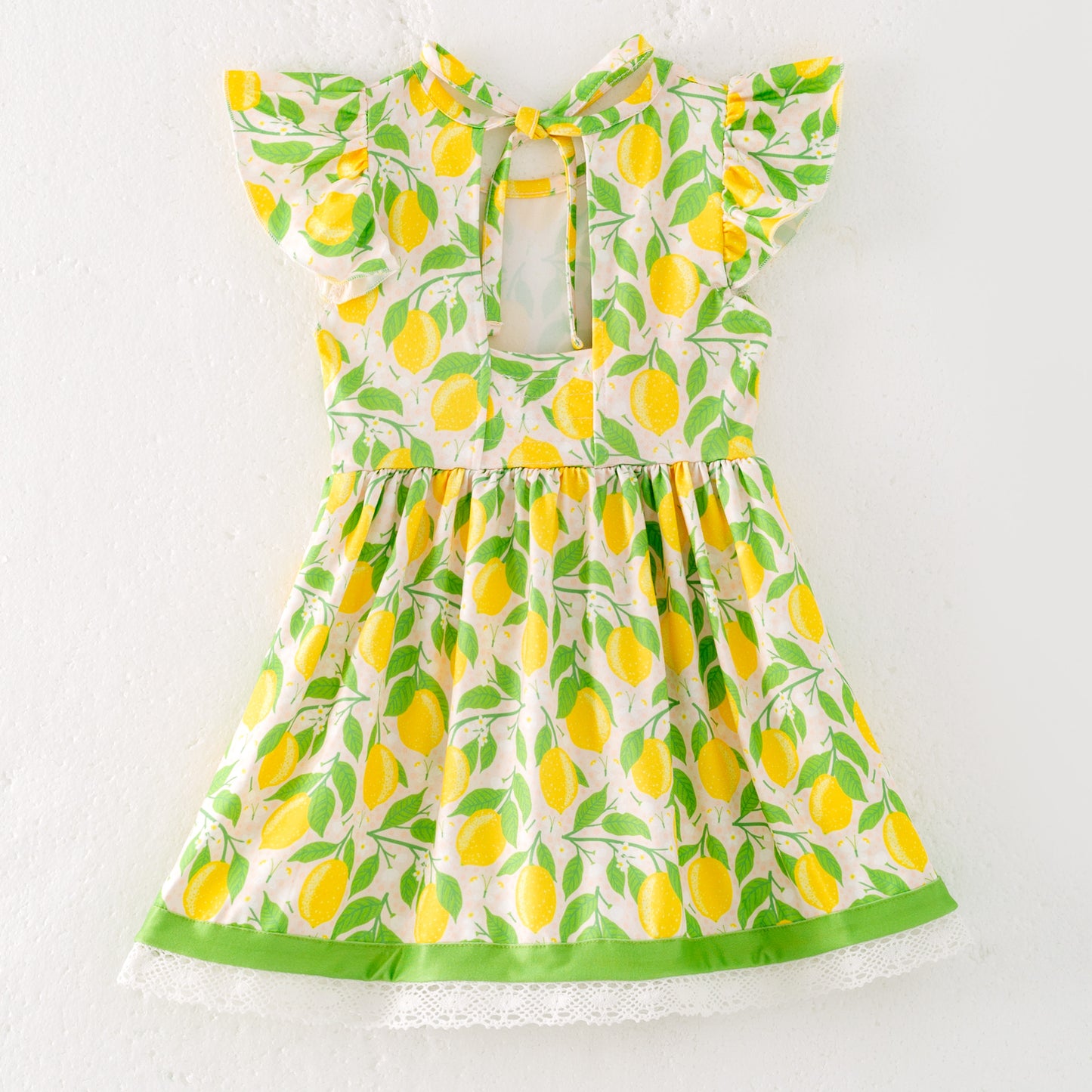 Girls Summer Lemon Print Lace Dress