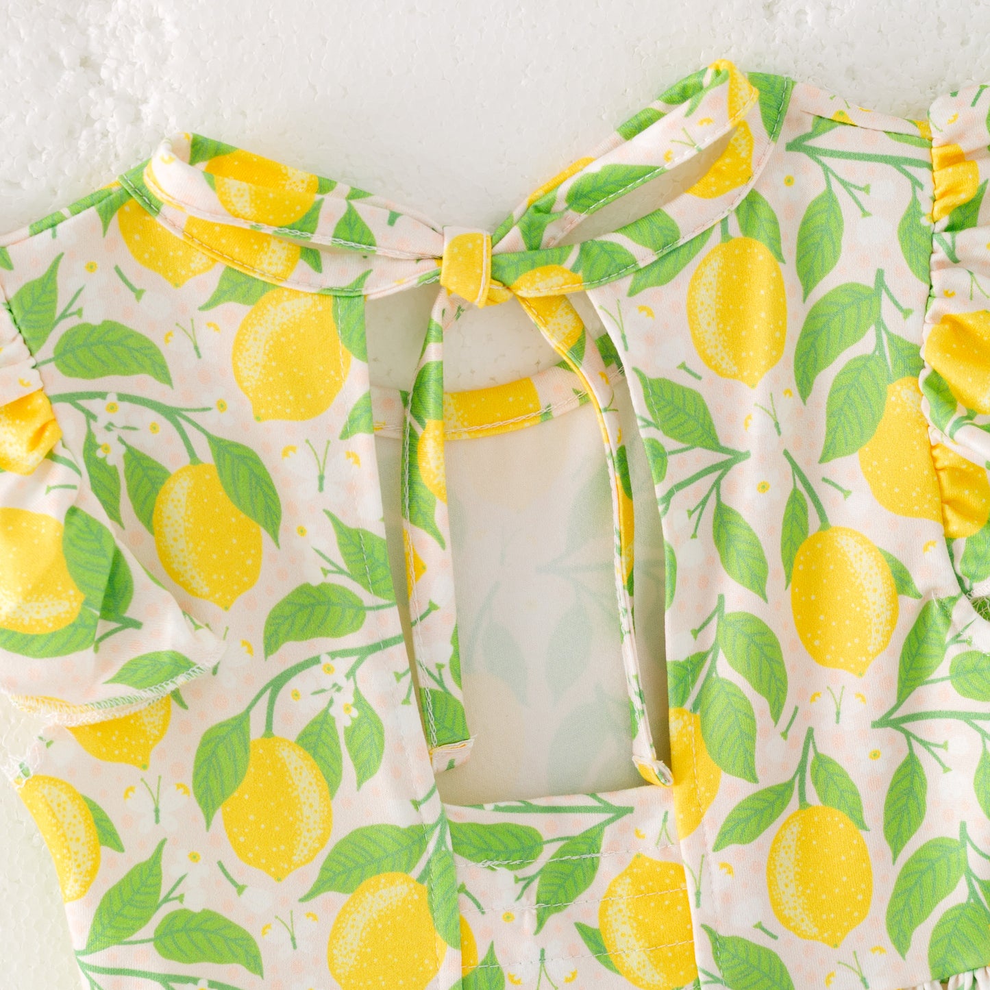 Girls Summer Lemon Print Lace Dress