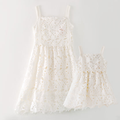 Mommy And Me Summer White Lace Slip Fashion Dress