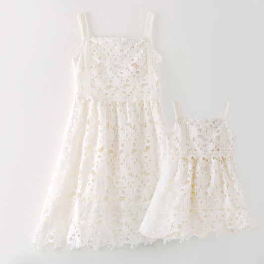 Mommy And Me Summer White Lace Slip Fashion Dress