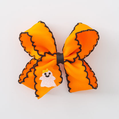 Girls Halloween Pumpkin Ghost Orange Pink Headwear Bow