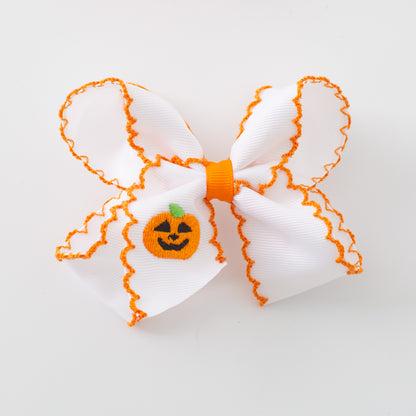 Girls Halloween Pumpkin Ghost Orange Pink Headwear Bow