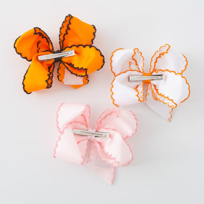 Girls Halloween Pumpkin Ghost Orange Pink Headwear Bow