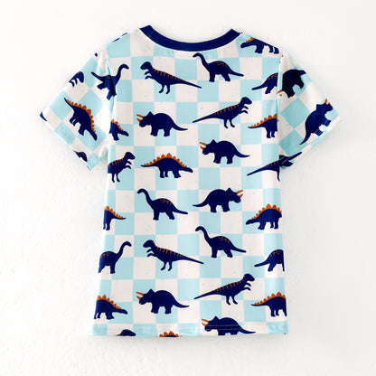 Boys Summer Pocket Dinosour Print T-Shirt