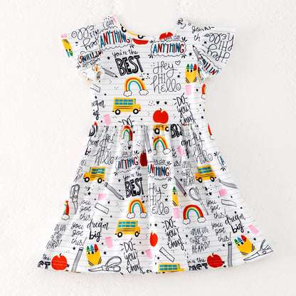 Fashion Girls Back To School Summer Cute Short Sleeves Dress