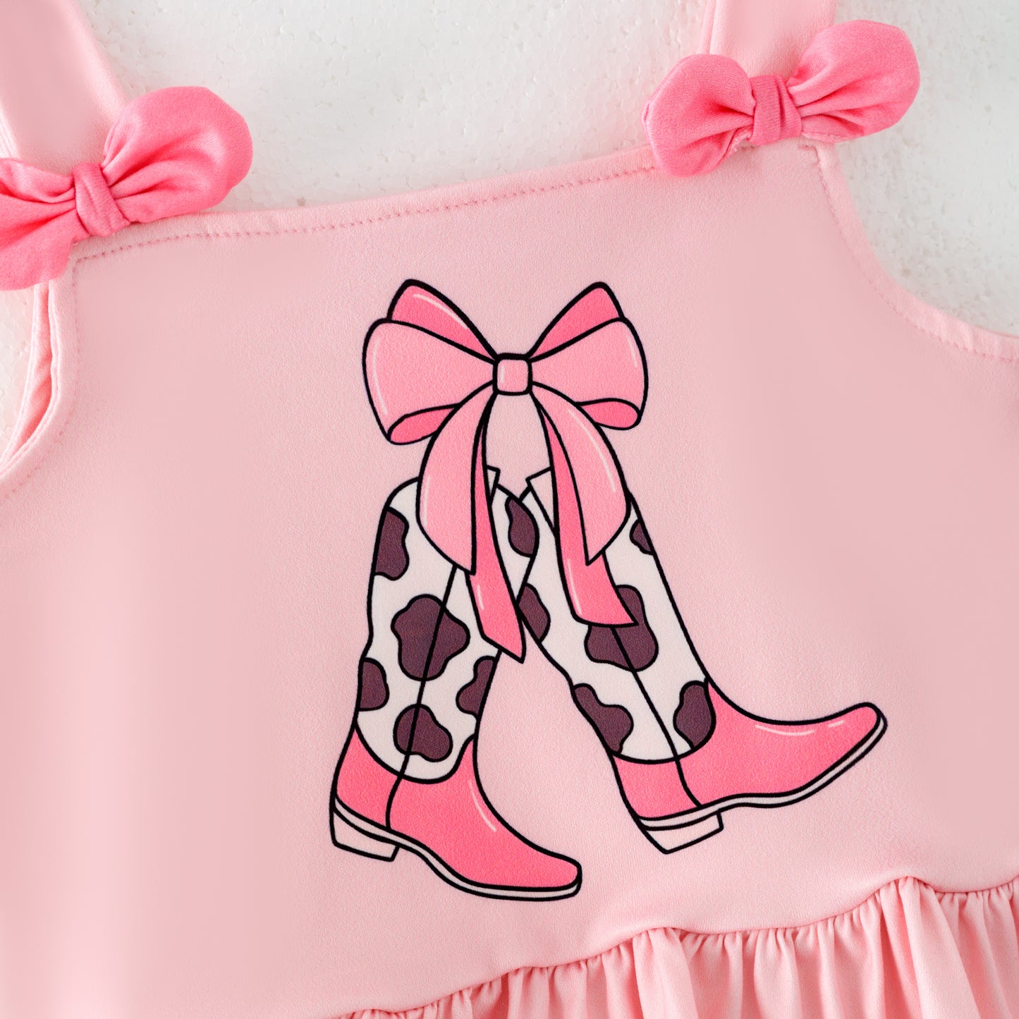 Girls Summer Wild Boots Cactus Print Sleeveless Top Set