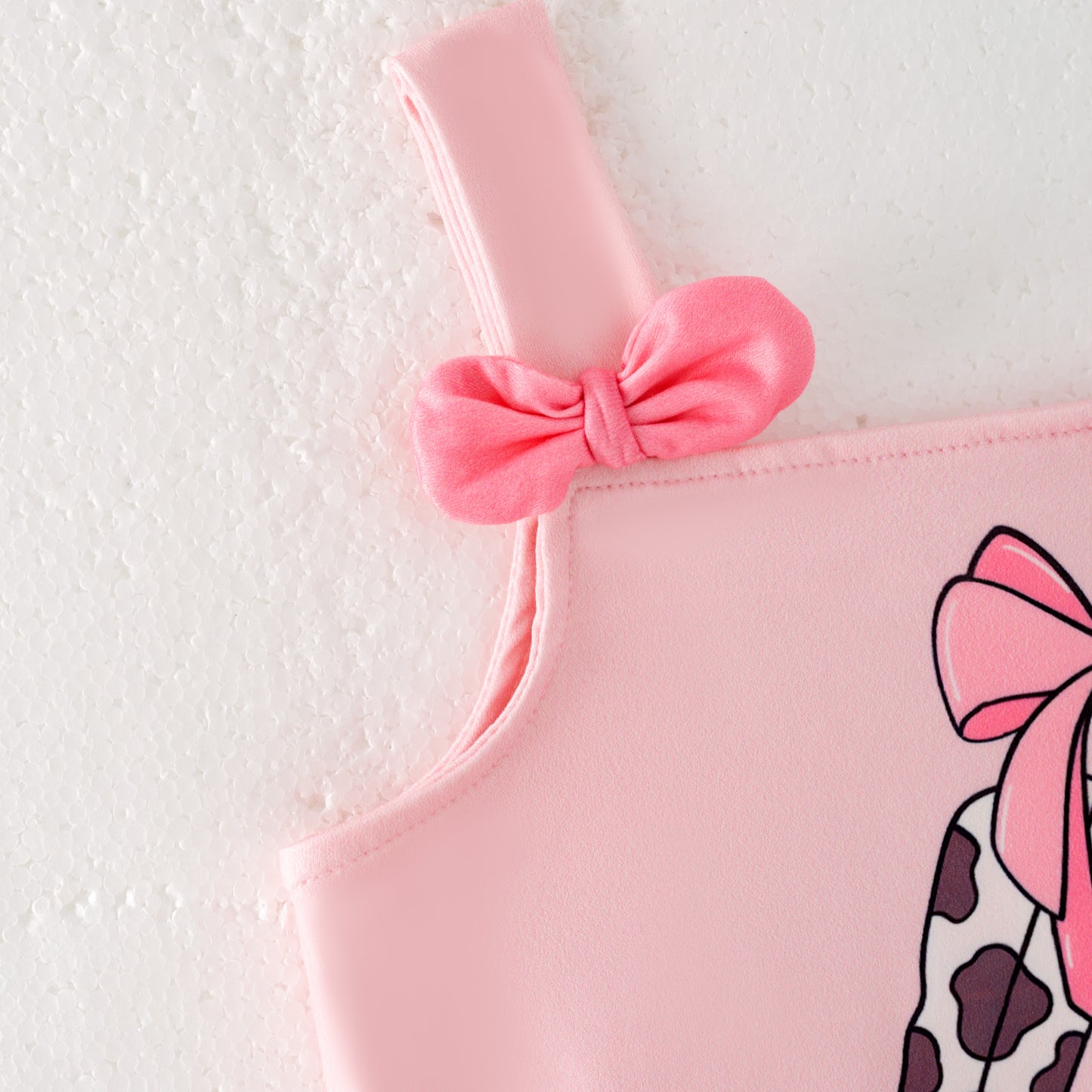 Girls Summer Pink Boots Bow Slip Top Bell Pant Set