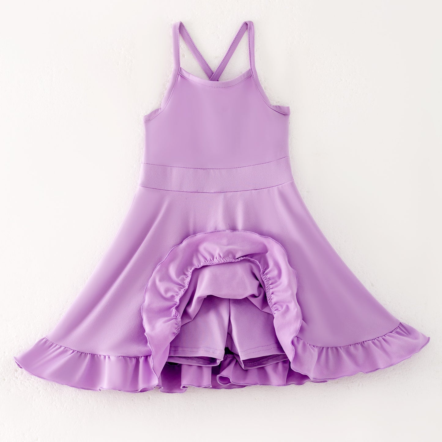 Girls Summer Outdoor Solid Color Soft Athletic Dress
