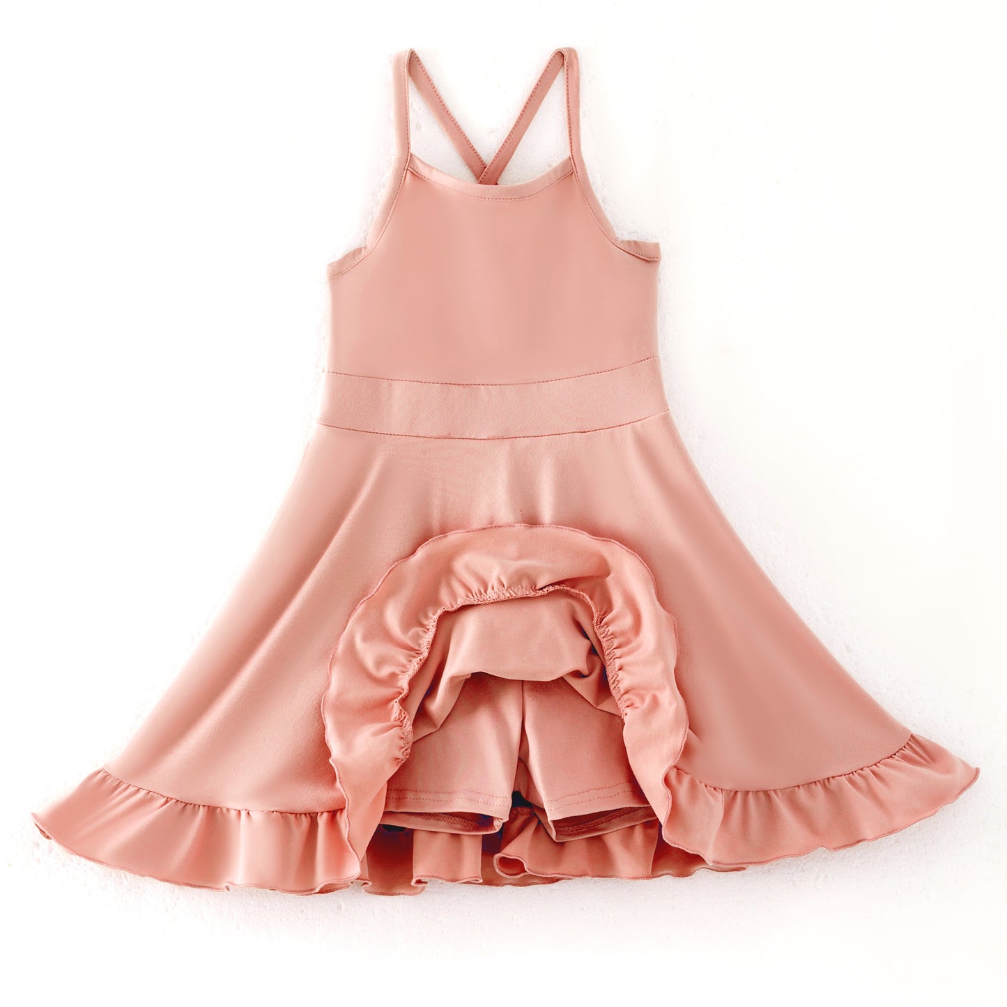 Girls Summer Outdoor Solid Color Soft Athletic Dress