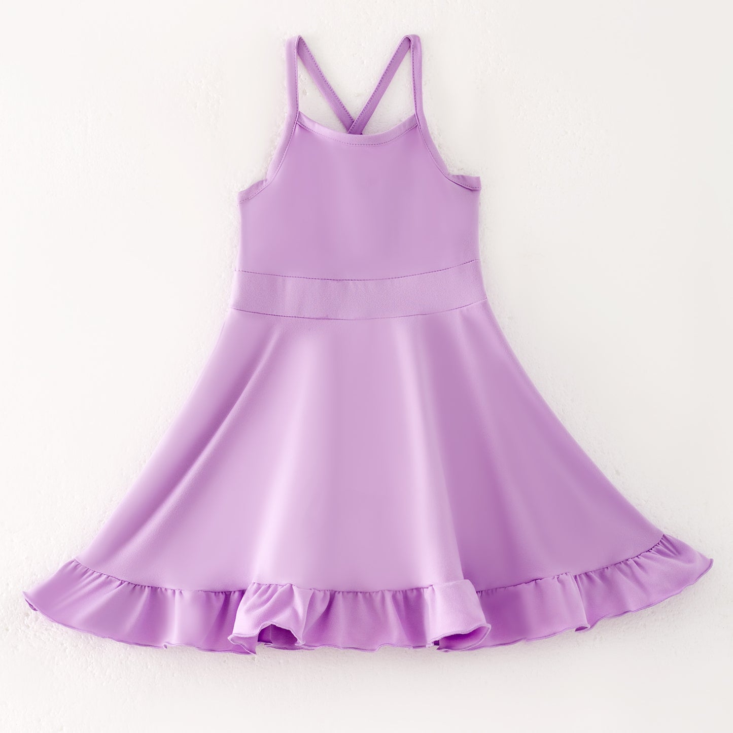 Girls Summer Outdoor Solid Color Soft Athletic Dress
