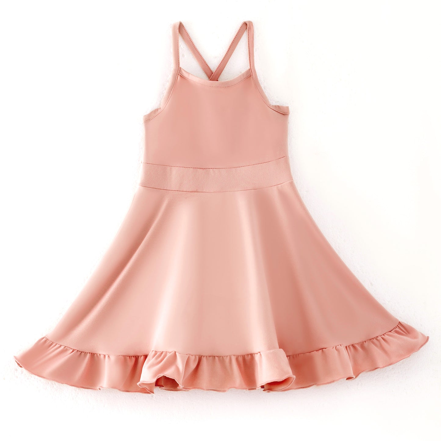 Girls Summer Outdoor Solid Color Soft Athletic Dress