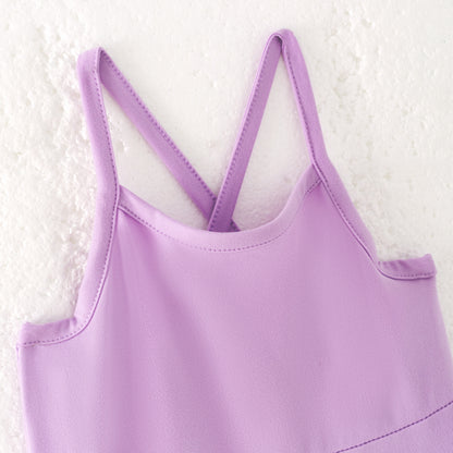Girls Summer Outdoor Solid Color Soft Athletic Dress