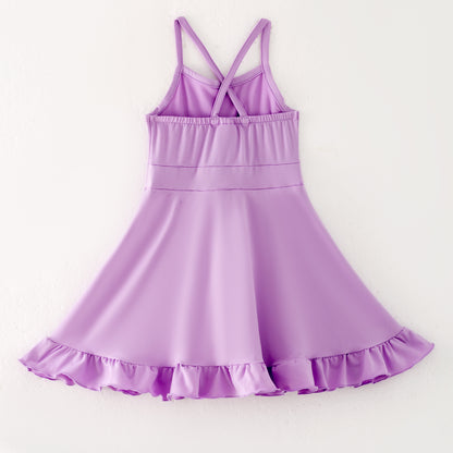 Girls Summer Outdoor Solid Color Soft Athletic Dress