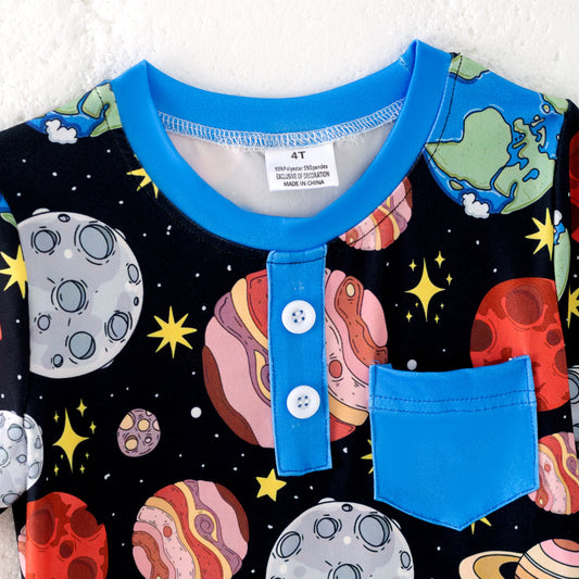 Boys Summer Planet Print Pocket T-Shirt