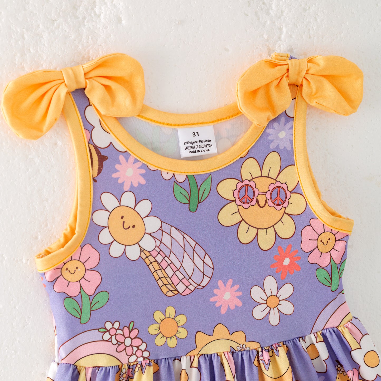 Siblings Girls Summer Yellow Grey FloralMatching Clothes