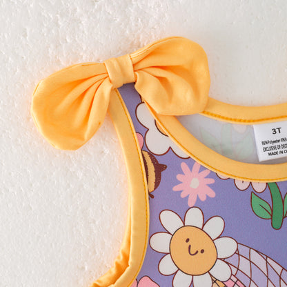 Siblings Girls Summer Yellow Grey FloralMatching Clothes