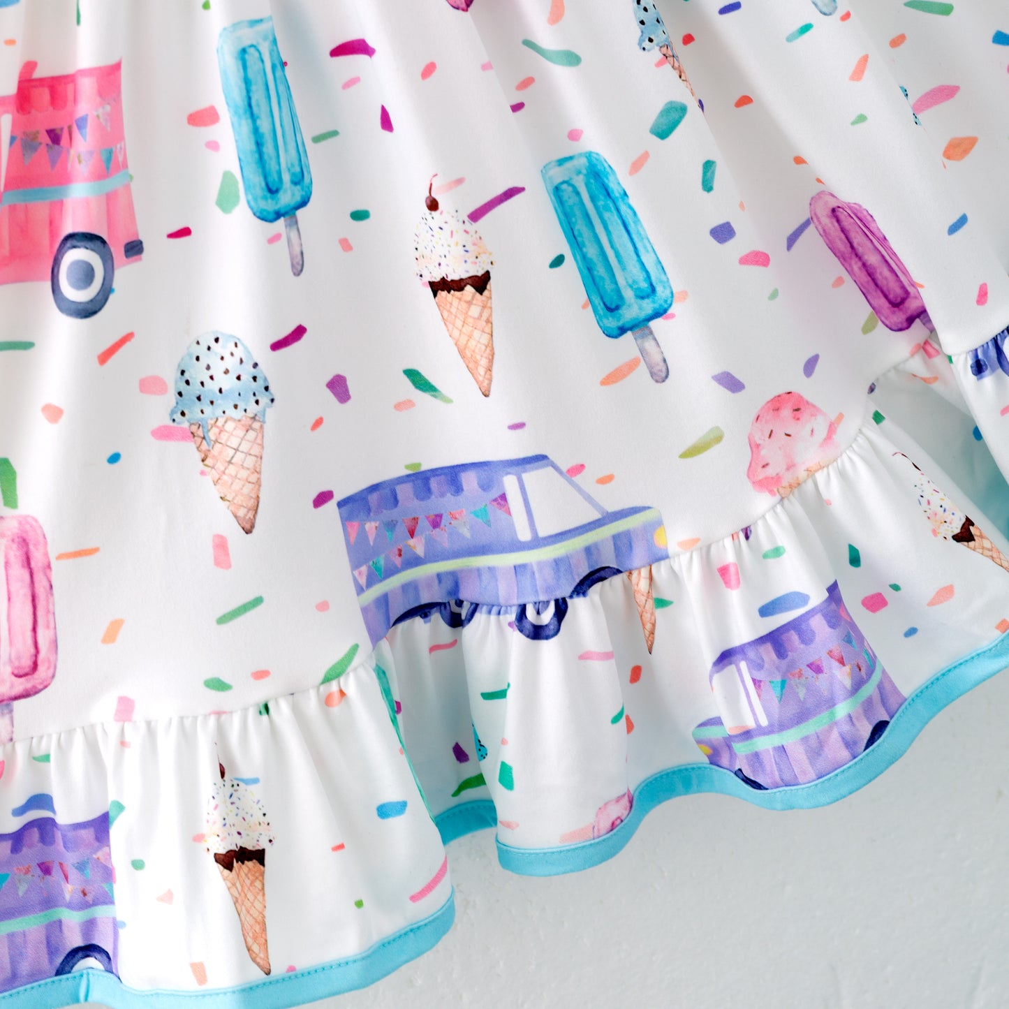 Girls' Summer Bus Popsicle Sleeveless Print Dress