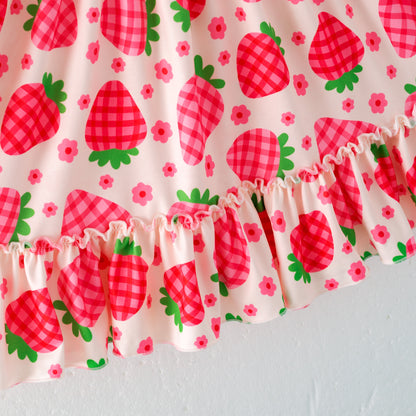 Siblings Girls Summer Strawberry Matching Clothes