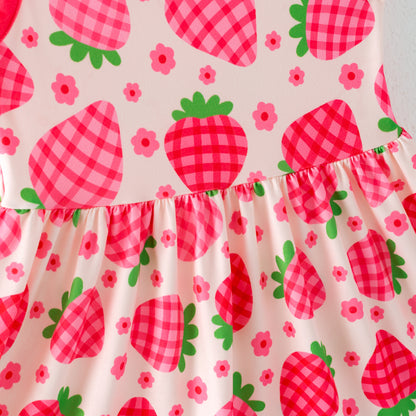 Siblings Girls Summer Strawberry Matching Clothes