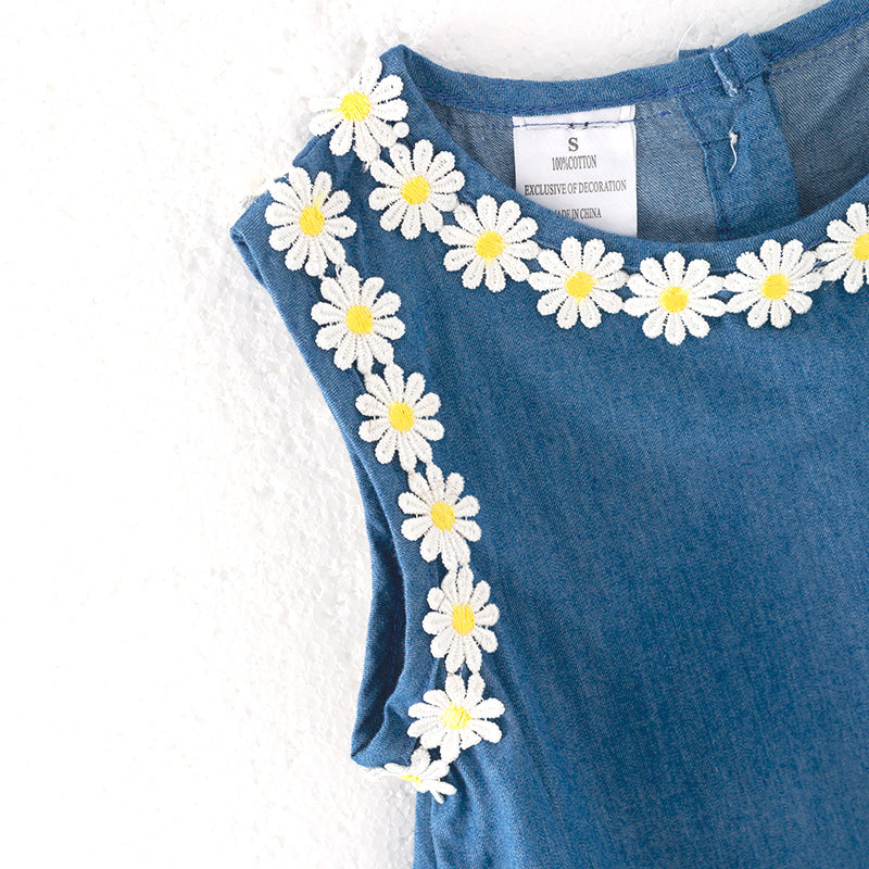 Girls Summer Daisy Blue Cute Dress