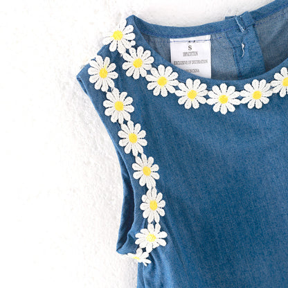 Girls Summer Daisy Blue Cute Dress