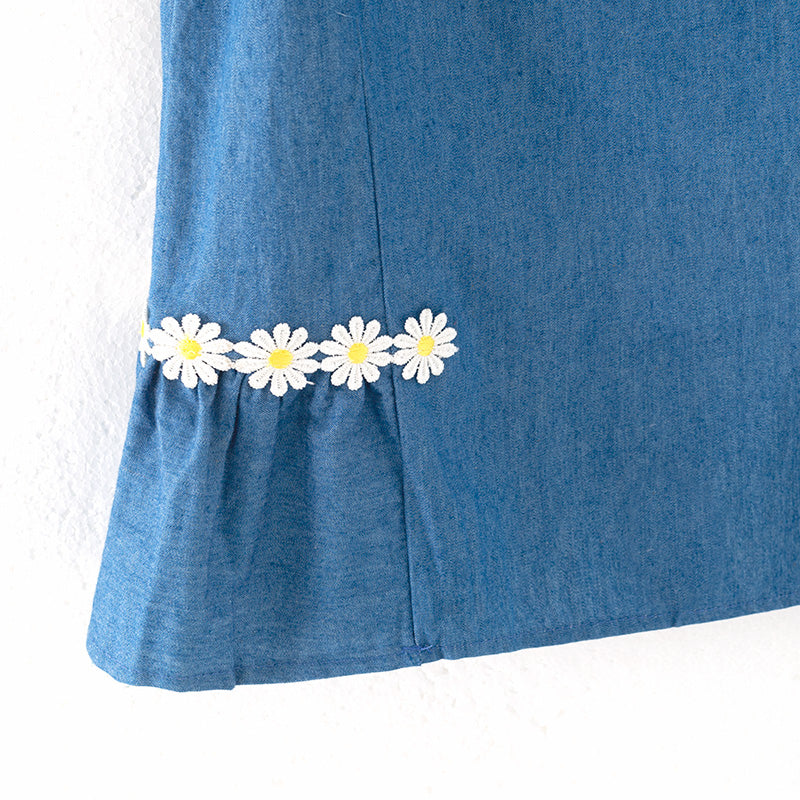 Girls Summer Daisy Blue Cute Dress