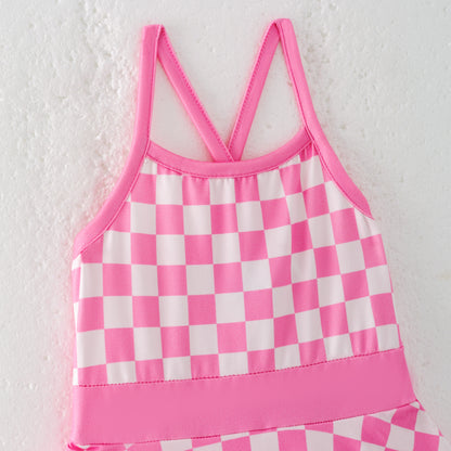 Girls Summer Muti-Colors Plaid Athletic Slip Outdoor Dress