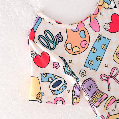 Girls Summer Back To School Print Cute Soft Twirl Dress