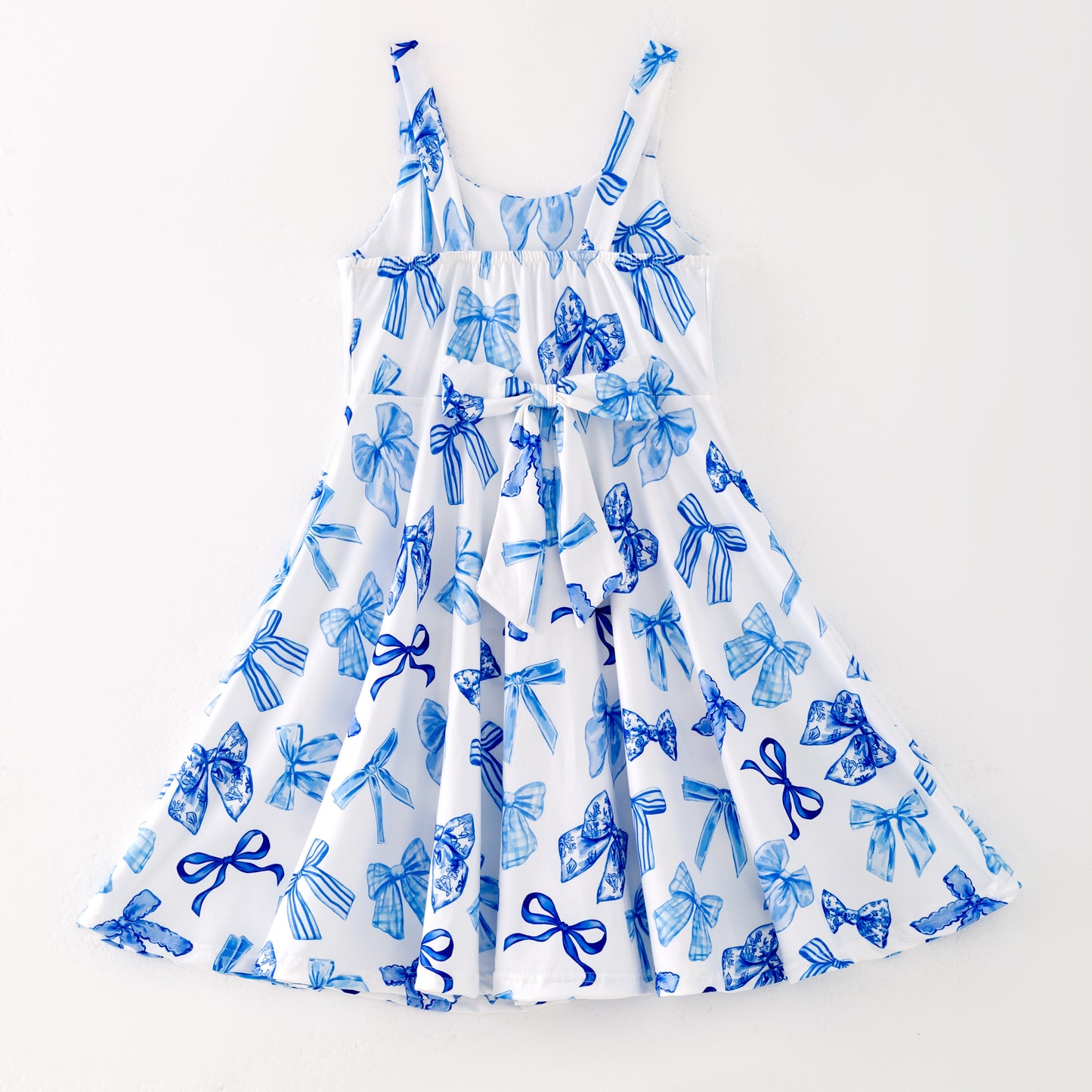 Girls Summer Blue Bow Slip Soft Fashion Dress