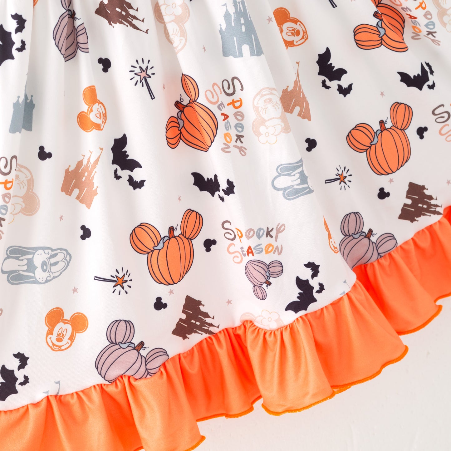 Girls Halloween Minnie Cartoon Pumpkin Twirl Dress