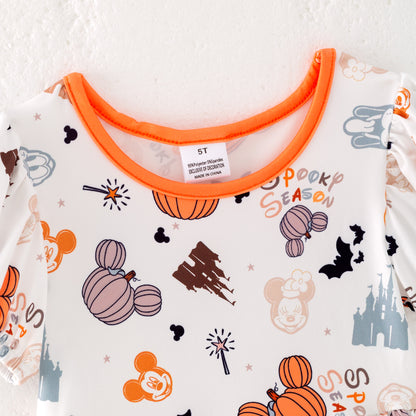 Girls Halloween Minnie Cartoon Pumpkin Twirl Dress