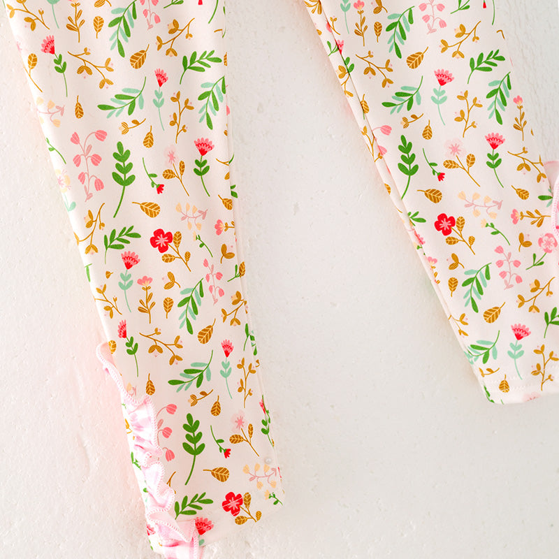 Girls Thanksgiving Turkey Applique Mint Floral Pant Set