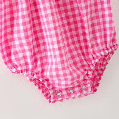 Baby Girls Halloween Pink Plaid Smocked Embroidery Bubbles