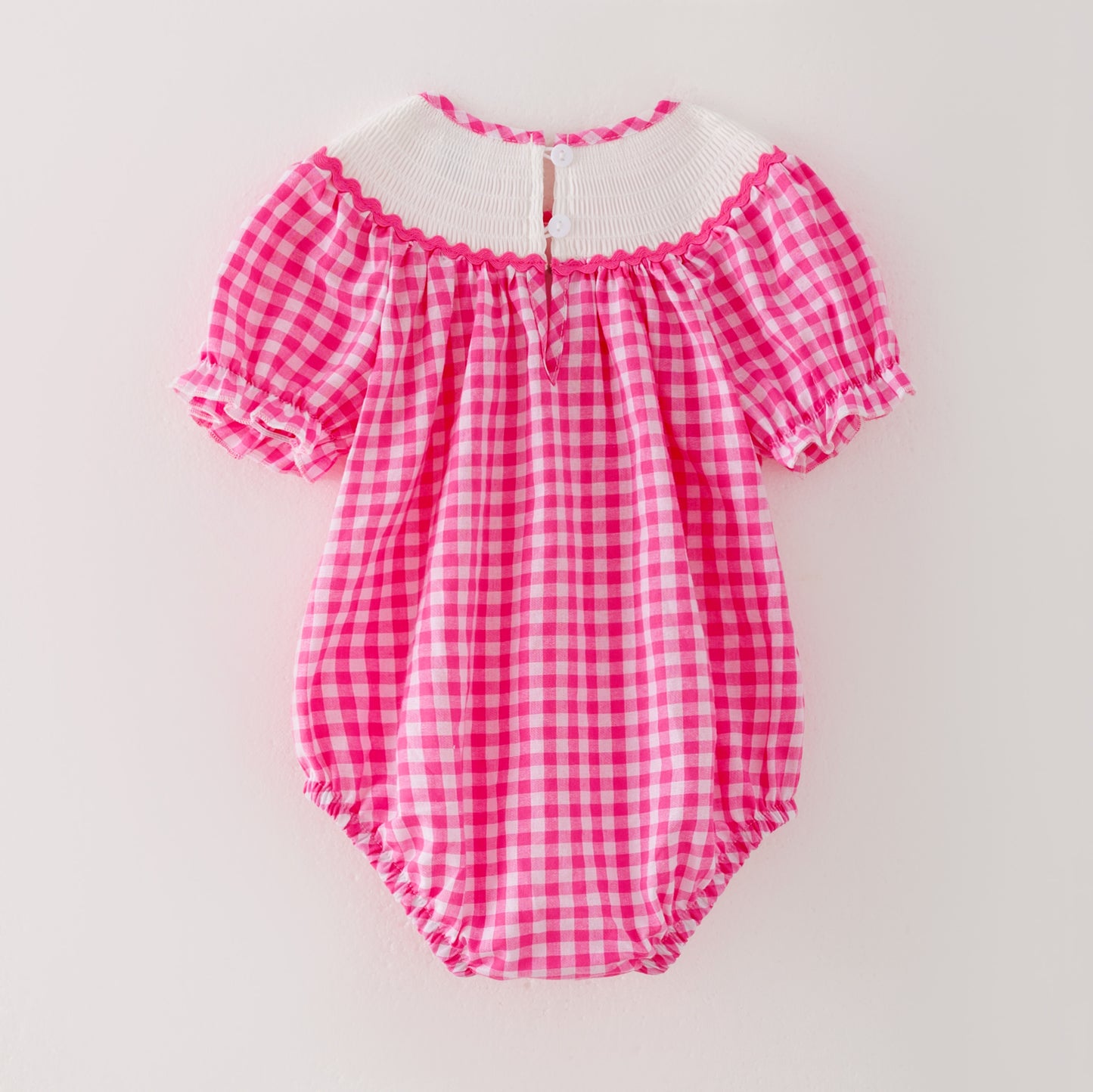 Baby Girls Halloween Pink Plaid Smocked Embroidery Bubbles