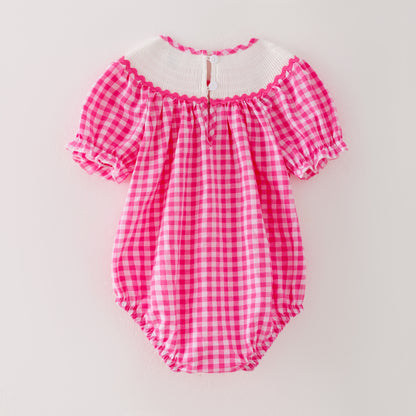 Baby Girls Halloween Pink Plaid Smocked Embroidery Bubbles