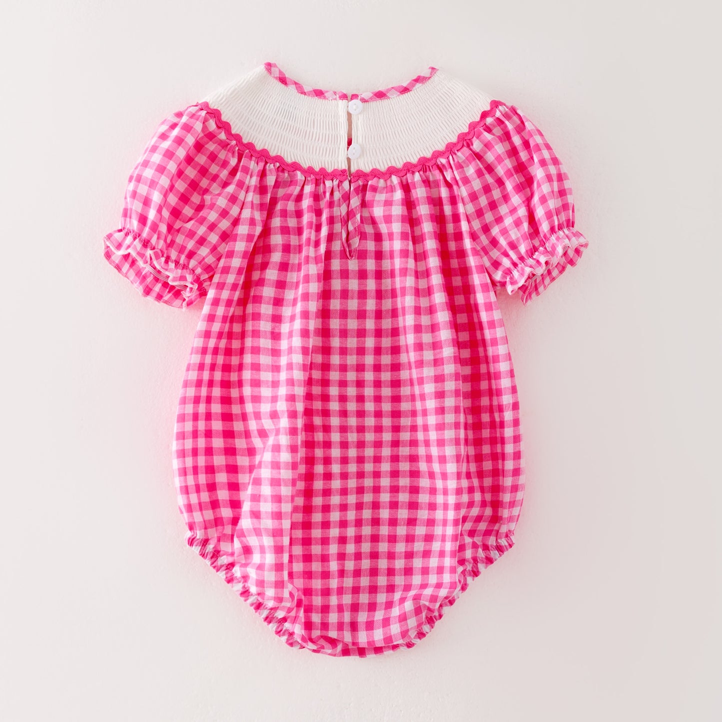 Baby Girls Halloween Pink Plaid Smocked Embroidery Bubbles