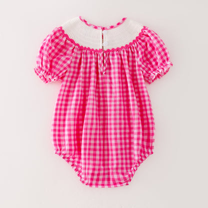 Baby Girls Halloween Pink Plaid Smocked Embroidery Bubbles