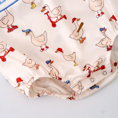 Boys Sibling Summer Silly Goose Embroidery Matching Clothes