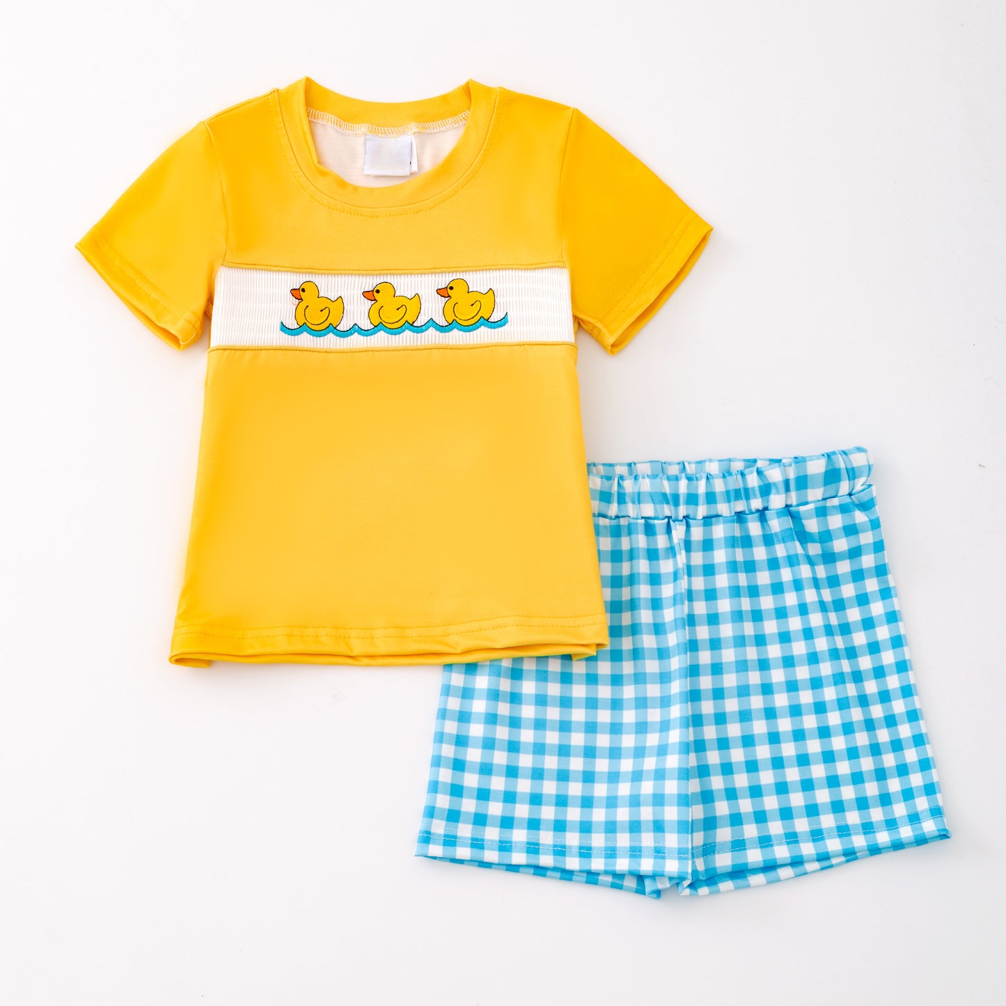 Kids Sibling Summer Rubber Ducks Embroidery Smocked Clothes