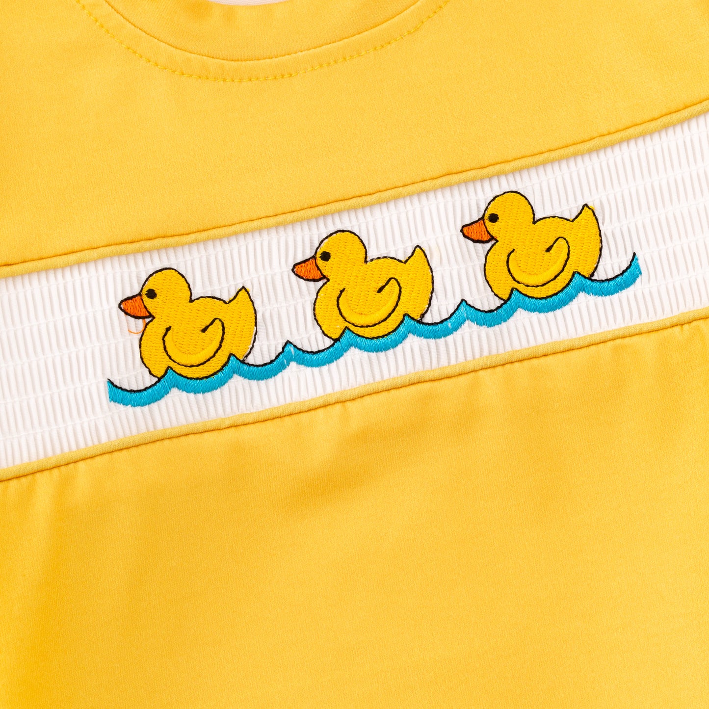 Kids Sibling Summer Rubber Ducks Embroidery Smocked Clothes