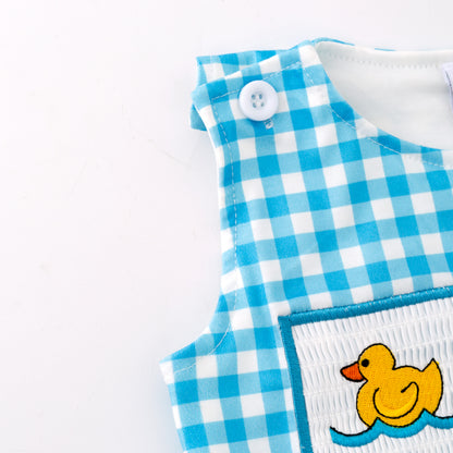 Kids Sibling Summer Rubber Ducks Embroidery Smocked Clothes