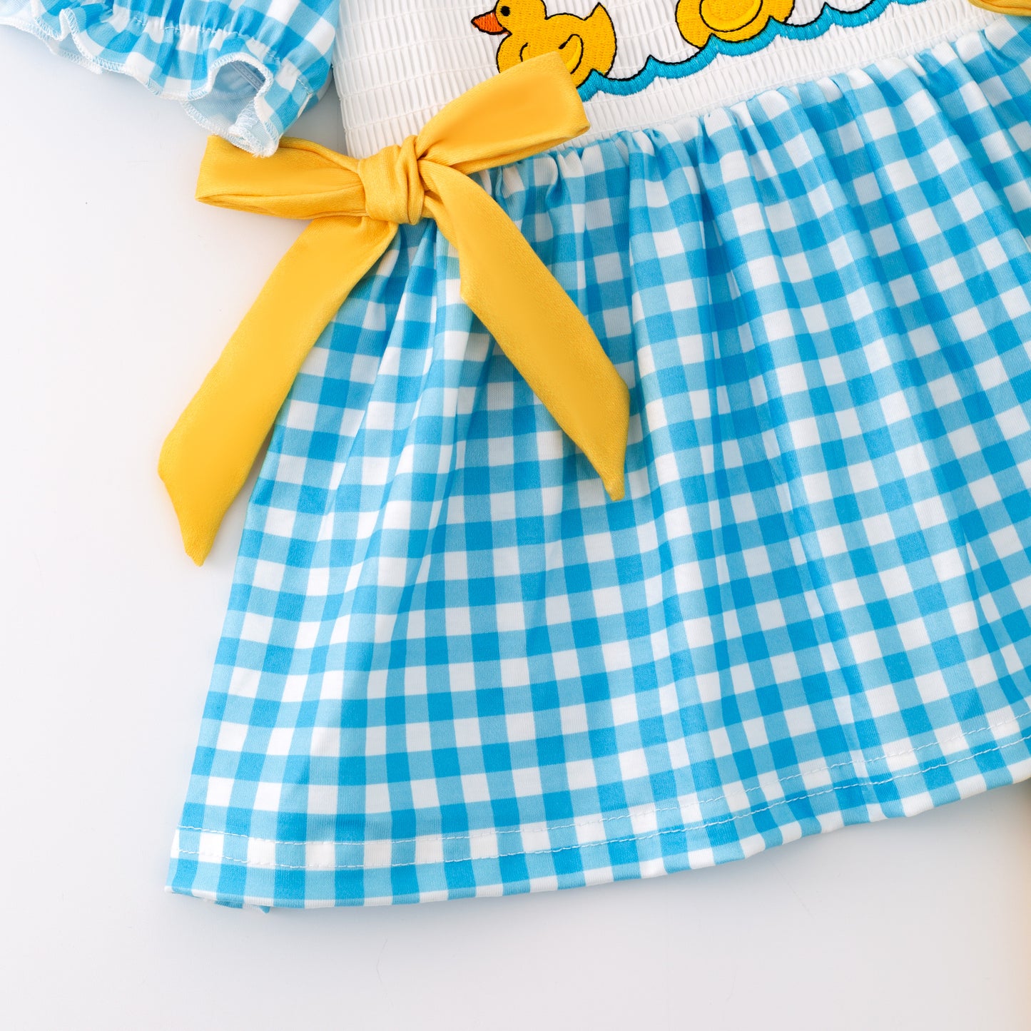 Kids Sibling Summer Rubber Ducks Embroidery Smocked Clothes