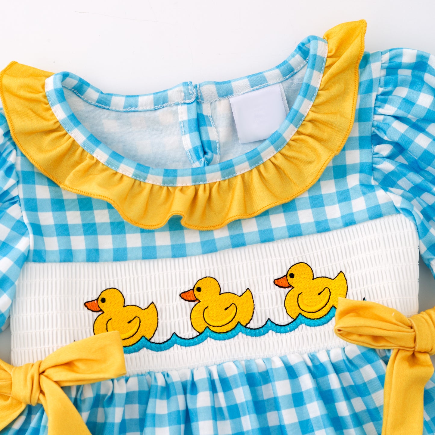 Kids Sibling Summer Rubber Ducks Embroidery Smocked Clothes