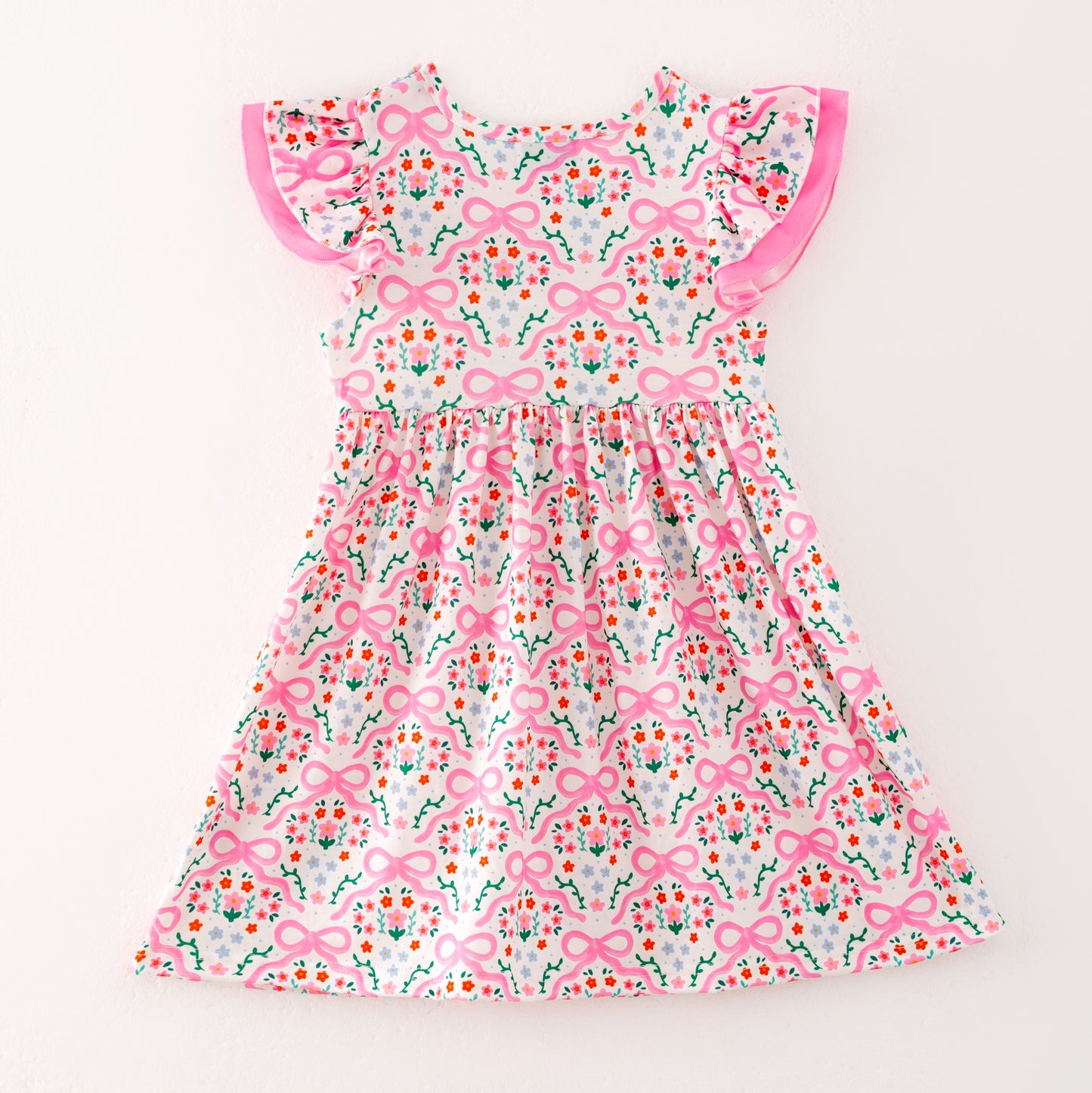 Girls Summer Pink Floral Silly Goose Embroidery Smock Clothes