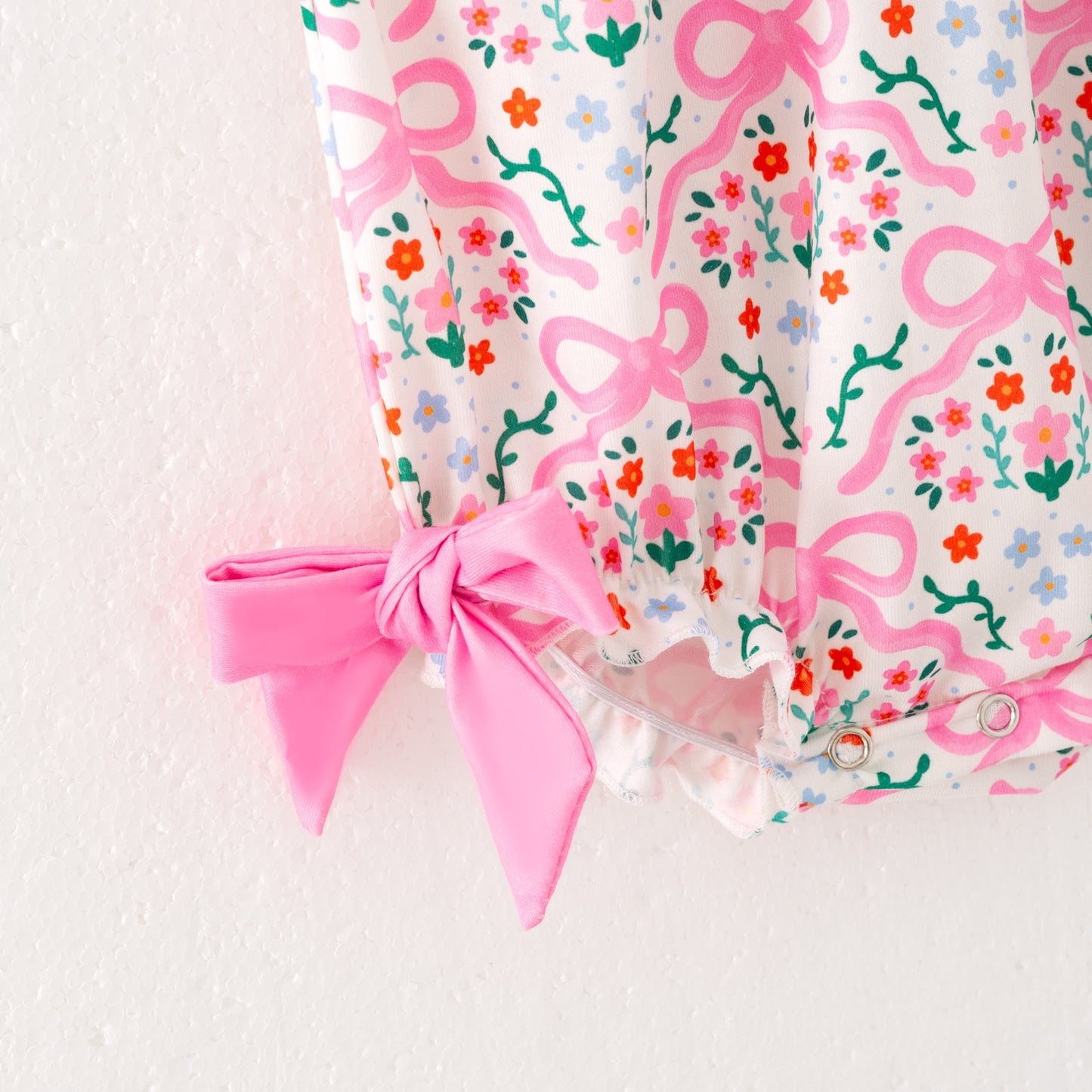 Girls Summer Pink Floral Silly Goose Smock Embroidery Romper