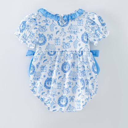 Baby Girls LET IT SNOW Smocks Embroidery Romper